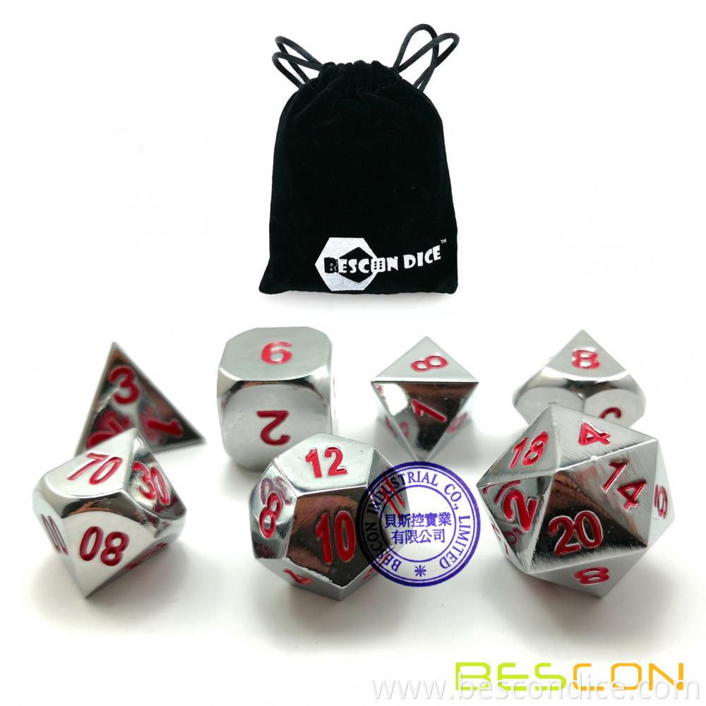 Shiny Chrome Metal Dice Set Of 7 2 Shiny Chrome Metal Dice Set Of 7 2